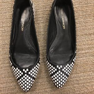 Rebecca Minkoff black & white woven leather flats size 8